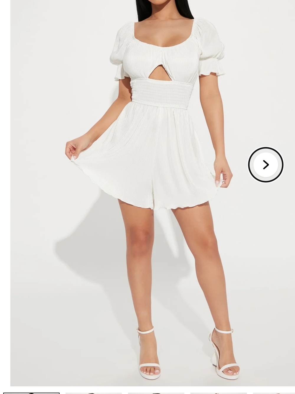 Fashion Nova White Puff Sleeve Romper